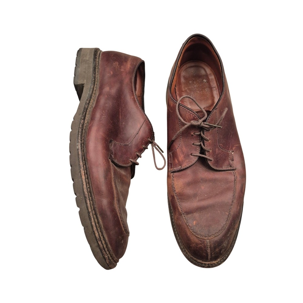 Alden Mens #7118 Front Blucher Brown Leather Split Toe Derby Shoes 11 B/D